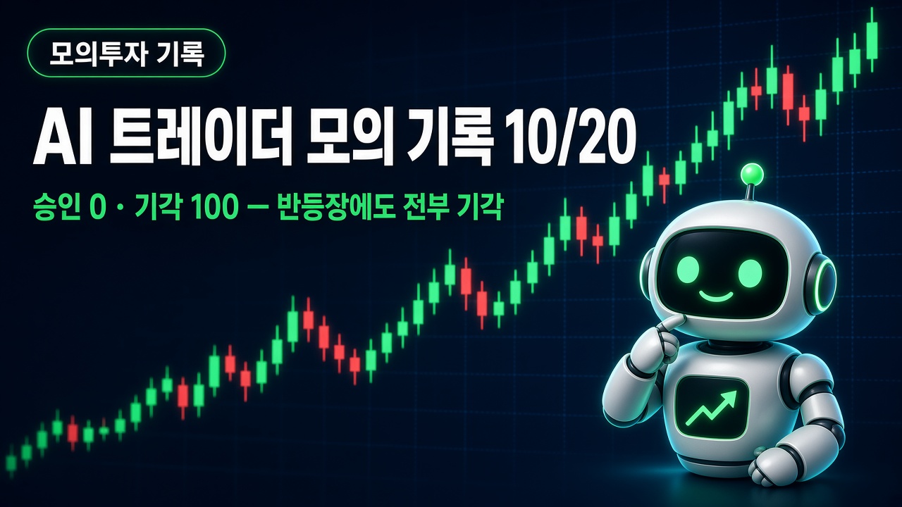 AI 트레이더 모의 기록 — 승인 4건은 어떻게 끝났나 AI 트레이더 모의 기록 10월 20일 코인 자동매매 승인 4건 리뷰 반등장에도 기각
